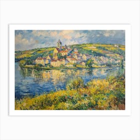 Rural Lakeside Paradise Painting Inspired By Paul Cezanne Art Print