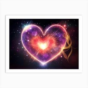 A Colorful Glowing Heart On A Dark Background Horizontal Composition 8 Art Print