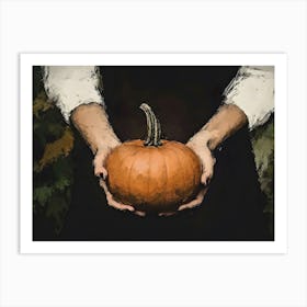 Woman Holding A Pumpkin Art Print