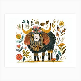 Little Floral Yak 1 Art Print