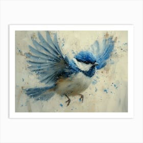 Calligraphic Wonders: Blue Chick Art Print