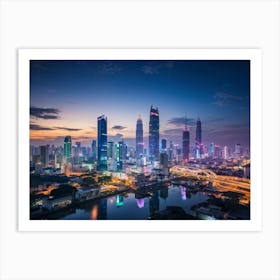 Bangkok Cityscape Set In The Distant Future Where Multiple High Tech Gadgets And Advanced Machinery (4) Art Print