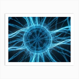 Abstract Circular, Glowing Blue Lines With A Spinning, Technological Look, Representing Energy, A Core, Or A Powerful Force Art Print