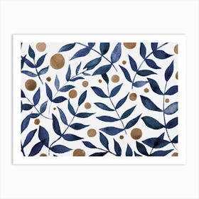 Watercolor Indigo Branches Art Print