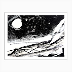 Moonlight Abstract Black and White Art Print