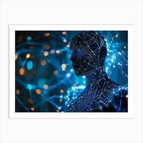 Cybernetic Abstract Network Portrait Envisioning A Futuristic Web Of Connections Where Luminous Dot (4) Art Print