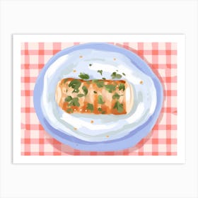 A Plate Of Canelloni, Top View Food Illustration, Landscape 2 Art Print