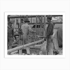 Untitled Photo, Possibly Related To Oil Field Workers Releasing Pipe Wrenches From Drill Pipe, Oil Well, Kilgore, Texas Art Print