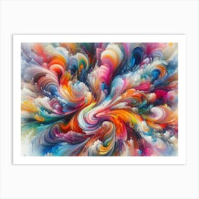 Watercolor Brush Strokes In Multi Color 3 Art Print