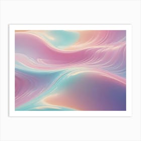 Abstract Background Of Flowing, Wave Like Patterns In Shades Of Pink, Blue, And White, Creating A Soft And Dreamy Design Art Print