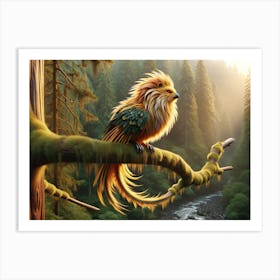 Lion-Bird on Branch Fantasy Art Print