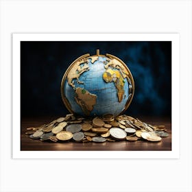 World Globe On A Pile Of Coins 1 Art Print