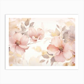 Pink Flowers Wallpaper Art Print