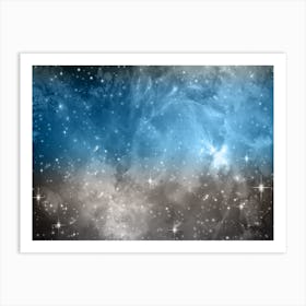 Sky Blue Grey Galaxy Space Background Art Print