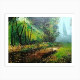 Landscape Painting, Impressionist Painting, Oil On Canvas, Brown Color Art Print