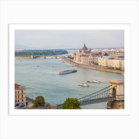 Parliament And Margaret Island in Budapest, Hungary 1 Art Print