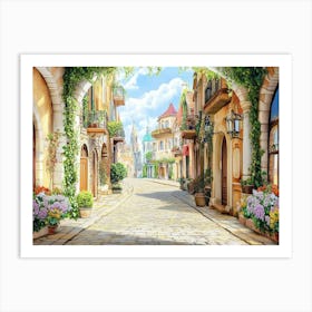 Old 3d Village Art Print