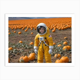 Astronaut Child In A Pumpkin Patch 1 Art Print