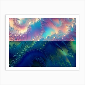 An Intricate Abstract Fractal Art Piece Showcasing Delicate, Feathery Patterns Resembling Flowers, Coral, Or Maybe Even Ice Crystals, In Vibrant Hues Of Purple, Pink, And Blue Against A Background Of A Soft, Iridescent Shimmer Art Print