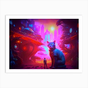 Futuristic Cat Art Print