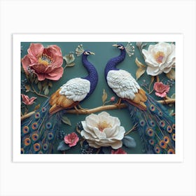 Exotic Oriental Pattern With Peacocks And Flowers 2 Art Print