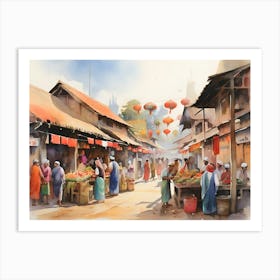 Asian Market Paintings Art Print 1 Art Print