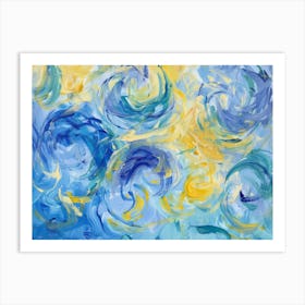 Blue And Yellow Swirls 2 Art Print