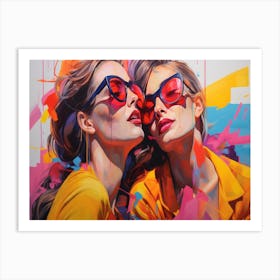 Women In Glasses Painting In The Style Of Electric Art Print