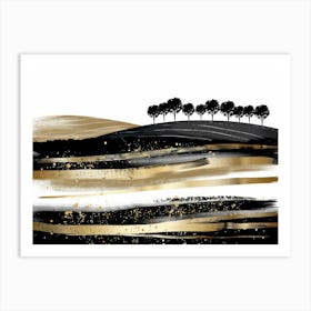 Gold And Black Landscape 1 Art Print