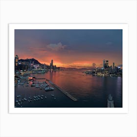 Sunset, Victoria Harbour, Hong Kong Art Print