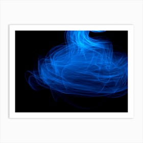 Glowing Abstract Curved Blue Lines 14 Art Print