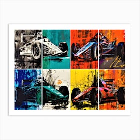 Race Rush - F1 Cars Collage Art Print