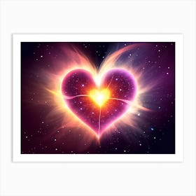 A Colorful Glowing Heart On A Dark Background Horizontal Composition 22 Art Print