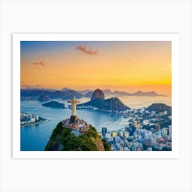 Cristo Redentor Statue Towering Over Rio De Janeiro Located On Corcovado Mountain Overlooking A Sc (5) Art Print