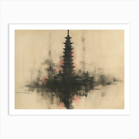 Calligraphic Wonders: Chinese Pagoda Art Print