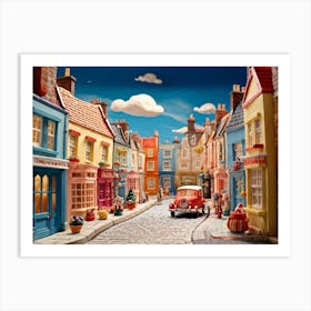 Claymation Animation Depicting A Uk Street Houses Bending At Whimsical Angles In Defiance Of Perspe 1 Art Print