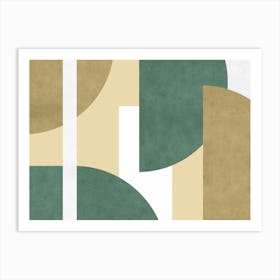 Half-moon Collage Colorblock Graphic Pattern - Gold Sage Green Art Print