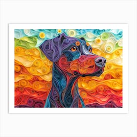 Doberman Pincher Paper Quilling Dog Portrait II Art Print