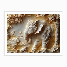 Elephants In The Woods Art Print