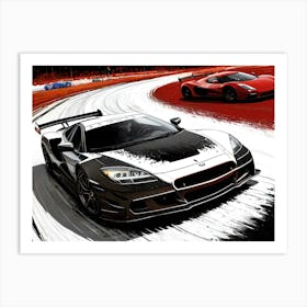 Two Racing Cars On A Track Art Print