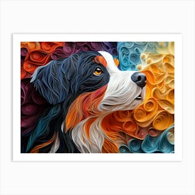 Bernese Mountain Dog Paper Quilling Portrait Art Print