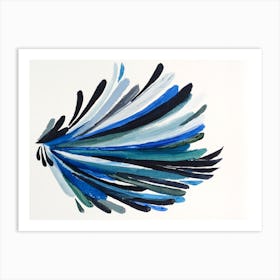 Blue Feather Fly Bird Painting Art Print