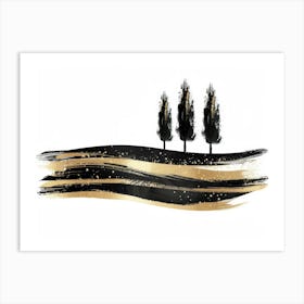 Black And Gold Trees 1 Art Print