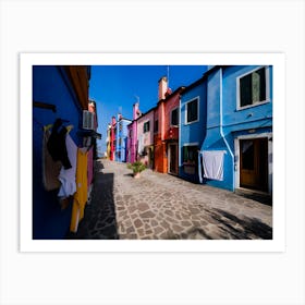 Colourfully Painted Houses With Laundry Put Up On Washing Lines On The Island Of Burano Art Print