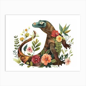 Little Floral Komodo Dragon 2 Art Print