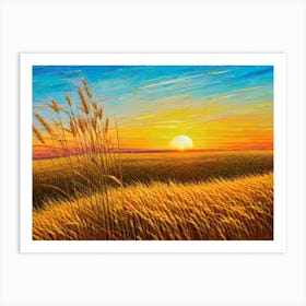 Sunset Wheat Field 4 Art Print