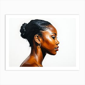 Side Profile Of Beautiful Woman Oil Painting 123 Art Print