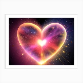 A Colorful Glowing Heart On A Dark Background Horizontal Composition 26 Art Print
