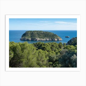 Trees and island on the Mediterranean coast Art Print