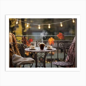 Autumn Leaves On A Balcony Art Print